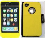 iPhone 4 4s OtterBox Defender Yellow Skin Black Holster
