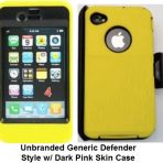 iPhone 4 4s Yellow Skin w/Black Holster Defender Style Unbranded